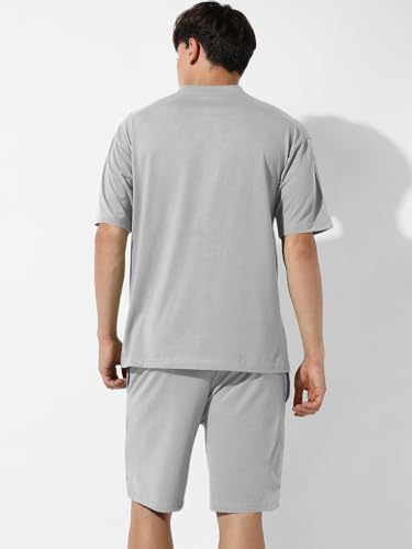 Image of Zombom Combo of Men's Night Suit | Men's Co-ord Set | Lounge-wear Nightdress Pajama Set | Summer Night Wear | Solid Plain Casual Pajama Shorts Set | Beach Wear Pack of 2
