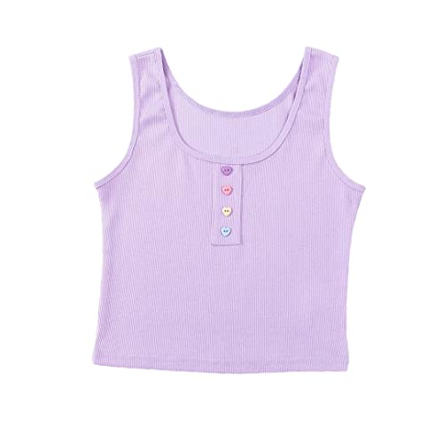 Harajuku Rib Knit Vest Women's Short Tops Casual Strapless Button Elastic Slim Basic