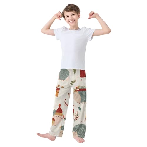 ZZXXB Hedgehog Pine Tree Boys Long Pants Soft Trousers Elastic Waist Kids Lounge Bottoms with Pockets S-XL3