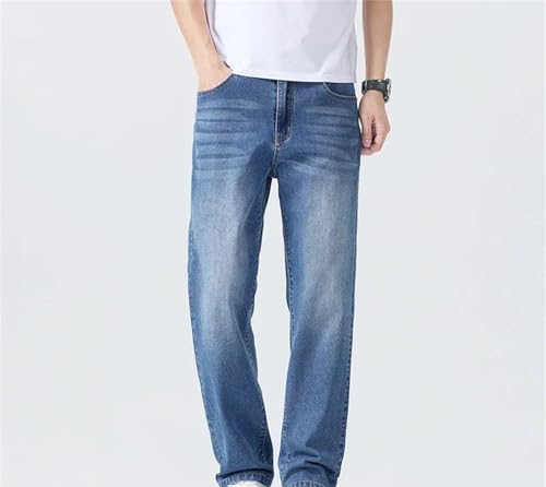 Mens Jeans Summer Thin Straight Soft Breathable Comfortable Denim Pants Loose Fit Business Casual2