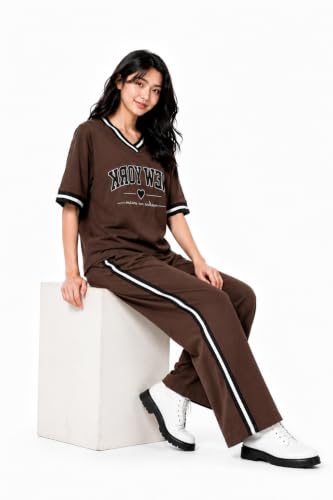Image of Women's New York Printed Night Suit | Cotton Blend Half Sleeve Top & Wide Leg Pyjama Set | Soft Comfortable Lounge Wear | Relaxed Fit Sleepwear for Women