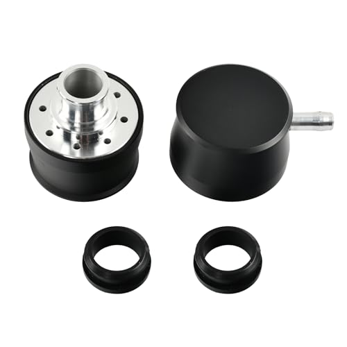 BIGREAT Black Aluminum Smooth Valve Cover & Breather Combo with 2 Grommets Compatible with SBC BBC SBF For 1-1/4 Hole-2PC