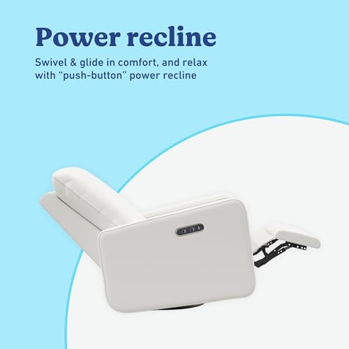 Image of Graco Teddi Power Recliner Swivel Glider, Electronic Power Recline, Oeko-TEX 100 Certified, USB-A & USB-C Charger, Premium Cushioning & Comfort - (Ivory Basketweave)