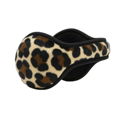180s Women's Lush Soft Fleece Behind the Head Ear Warmers (One Size, Gold Leopard)