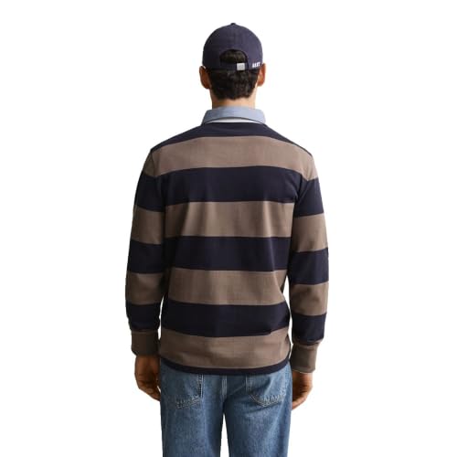 Gant Reg Chambray Stripe Heavy Rugger T-Shirt, Taupe délavé, XXL Hommes
