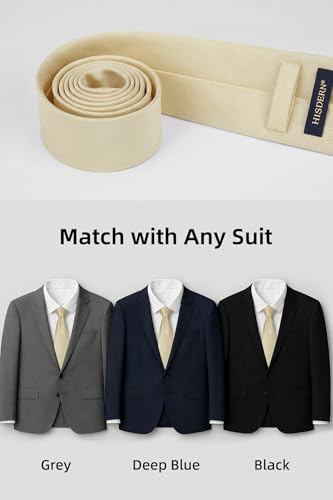 Image of HISDERN Mens Ties Solid Color Ties for Men Formal Necktie with Pocket Square Set Satin Silk Neck Tie Handkerchiefs Set