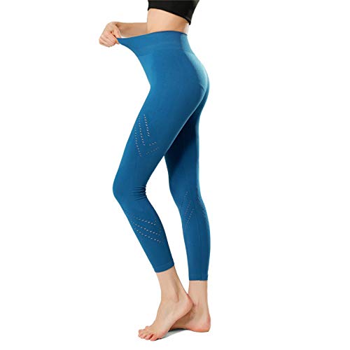 Urparcel Seamless Workout Leggings Women High Waisted Tummy Control Compression Sport Tights Pants Blue