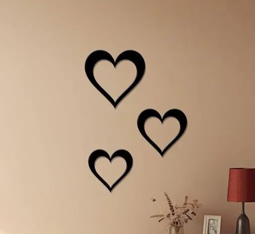 Image of Elegant Wooden Wall Adhesive Art Heart Black Modern Peel & Stick Decor for Living Room, Bedroom & Office 95