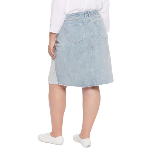 NYDJ Womens Plus Patchwork Denim Denim Skirt Blue 26W2