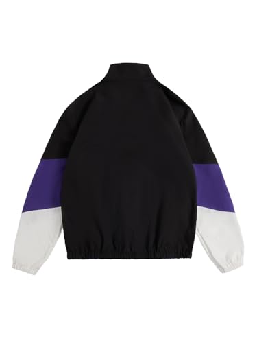 Image of SOLY HUX Men's Varsity Jacket Zipper Color Block Windbreaker Jackets Long Sleeve Coats Streetwear
