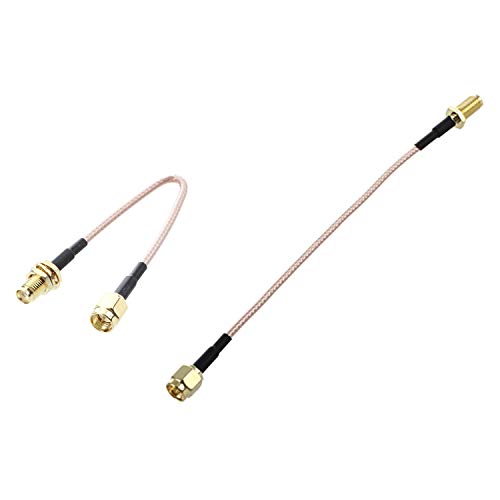 HWIREUIGT 2 conectores macho a hembra Sma hembra para mamparo Rg316, cable coaxial de 14 cm y 15 cm