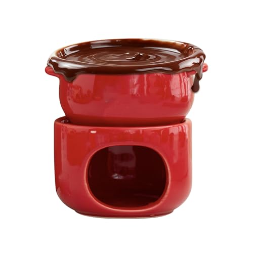 Taza de fondue genérica | Olla de cerámica resistente al calor | Tazas de derretimiento chocolate con tenedores, para queso remojo mantequilla postre bebida cena boda