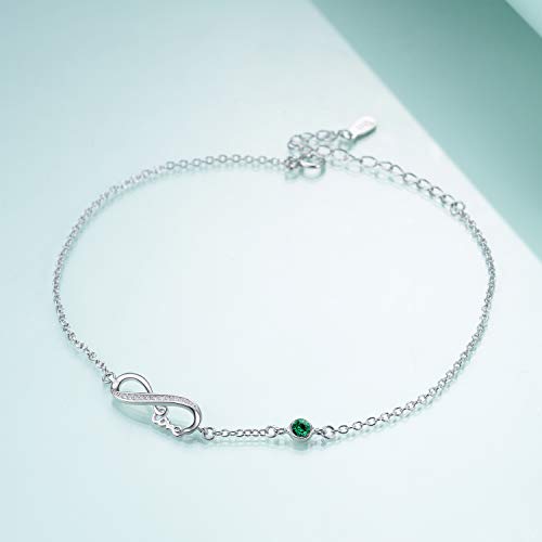 AOBOCO 925 Sterling Silver Infinity Bracelet with Birthstone Crystals, Birthday Gifts for Her Girlfriend Wife - Image 3