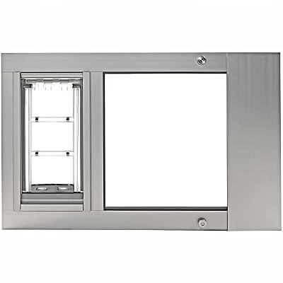 Endura Flap Pet Door for Sash Windows | Energy-Efficient Window Insert with Dual-Layer Insulating Flap | Easy Installation in Vertical Sliding Windows | Silver, Large Flap, 34"-37" Window Width
