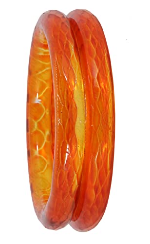 Image of ZULKA Get your traditions Glass With Diamond Pattern Glossy Finished Kada Set For Women and Girls