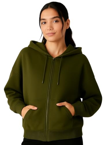 Image of ADBUCKS Women's Oversized Winter Jacket Sweatshirts Casual Drawstring Clothes Zip Up Hoodie with Front Pocket Ii Womens Hoodies Ii