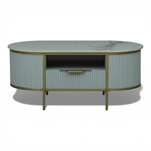 Image of Monaco Coffee Table Premium Sintered Stone Top Center Table for Living Room Silver Grey 110 x 60 x 45 cm