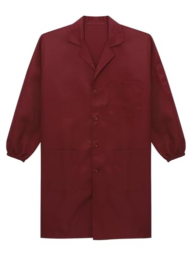 Image of CHICTRY Unisex Resistant Work Coat Lapel V Neck Long Sleeve Front Button Dustproof Jacket Lab Coat