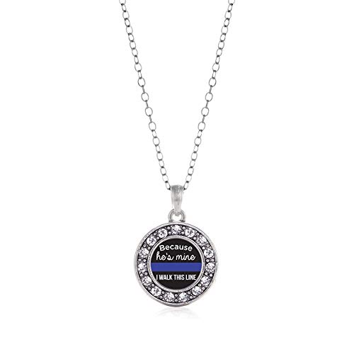 Inspired Silver - Because He's Mine - Silver Necklace for Women - Circle Pendant Chain Necklace Jewelry Gift with Cubic Zirconia - Women's Necklace Charm with Lobster Claw Clasp
