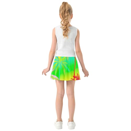 Tropical Palm Tree Colorful Gradient Toddler Tennis Skirts Kid Teen Girls' Shorts Athletic Skorts Butterfly Skirt 4t4