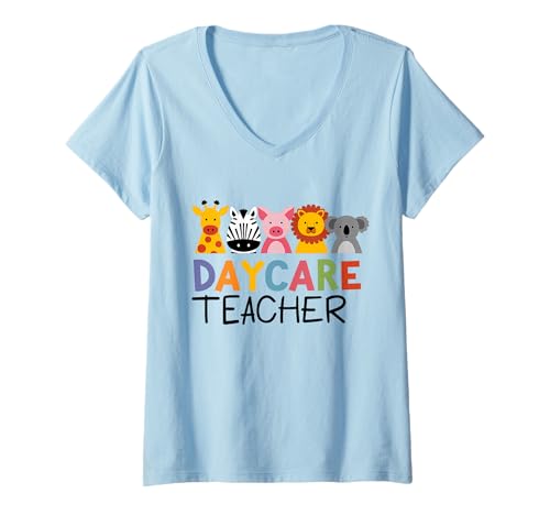 Mujer Maestro de guardería Cuidado infantil Proveedor de guardería Guardería para niños pequeños Camiseta Cuello V