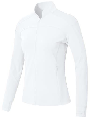 BGOWATU Women's Workout Jacket Lightweight Zip up Running Athletic Jackets with Thumb Holes