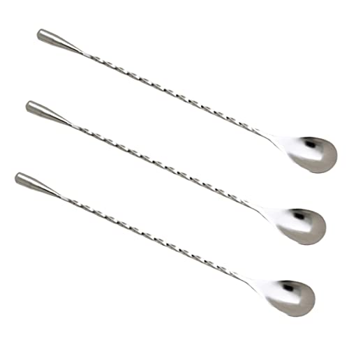 Cabilock 3piezas Cucharas Mezcladoras De Acero Inoxidable De Diseño Ergonómico para Mezclar Café y Cócteles Cafeterías