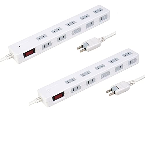 スタイルド 【2個セット】雷ガード ブレーカー付 10個口 電源タップ 1500W 一括集中スイッチ マグネット スイングプラグ 延長コード (AC10口・ホワイト, 電源コード1m・2個セット)