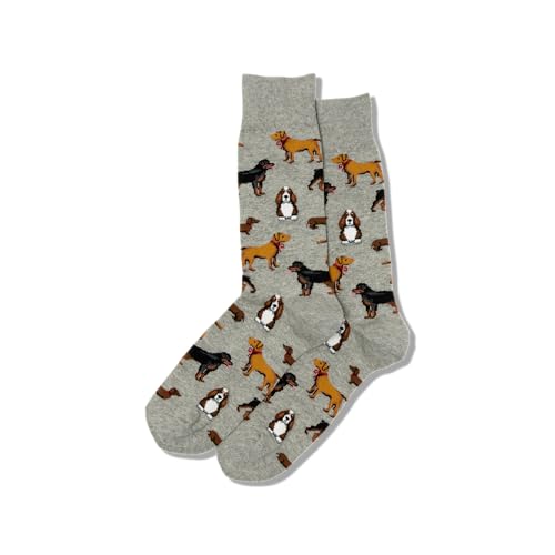 Image of Hot Sox Men's Fun Dogs Crew Socks - 1 Pair Pack - Cool & Funny Pets Novelty Fashion Gifts