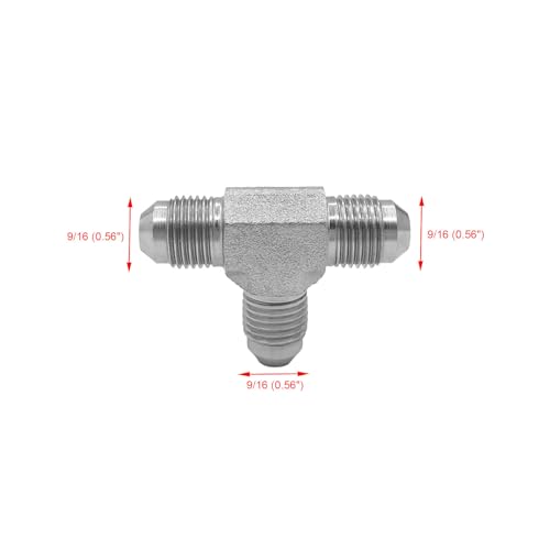 Image of (4-PACK) 2603-06-06-06 Hydraulic Adapter Fitting 3 /8 inch Male JIC 37(9 /16 inch-18UNF)x 3 /8 inch Male JIC 37(9 /16 inch-18UNF)x 3 /8 inch Male JIC 37(9 /16 inch-18UNF)Tube UnionTee Joiner Elbow /Corner Carbon Steel