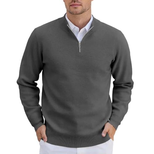 Adhdyuud Men's Quarter Zip Knit Sweater Casual Stand Collar Pullover Winter Long Sleeve Lightweight Jumper4