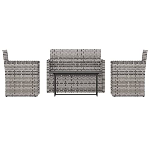 Genérico Muebles de jardín con Cojines 4 Piezas ratán sintético Gris,Mobiliario,Muebles de jardín,Conjuntos de jardín,Gris,26.95 kg,319195