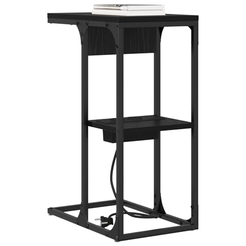 Table de chevet en chêne noir 41,5x26x60,5 cm avec rangement
