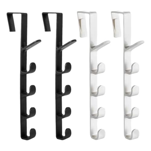 IKOPFLN 4 Colgadores de Puerta Verticales Robustos, Colgadores de Puerta Prácticos, Sin Taladrar, Ganchos de Puerta para Dormitorios Baño
