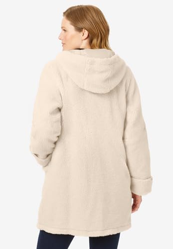 Woman Within Plus Size Short Hooded Berber Fleece Jacket2