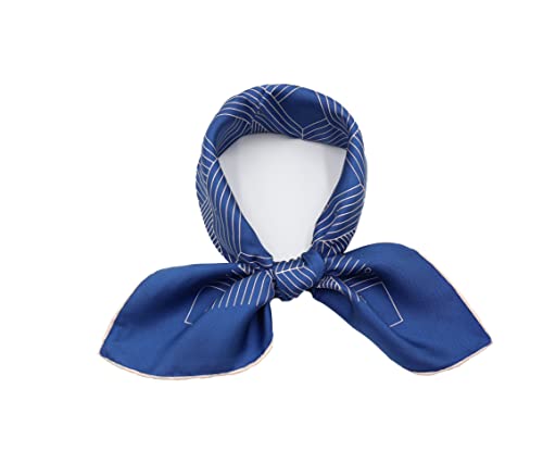 laprée - Foulard en Soie Femme Bandana Petit Foulard Carré de Soie à Motif Géométrie 53 * 53cm Couleur Bleu Cover