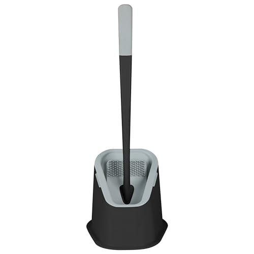 Image of Bath Bliss Toilet Brush | Contoured Design | Flat Brush | Bathroom Cleaning | Discreet Storage Base | Bathroom Cleaning | Black