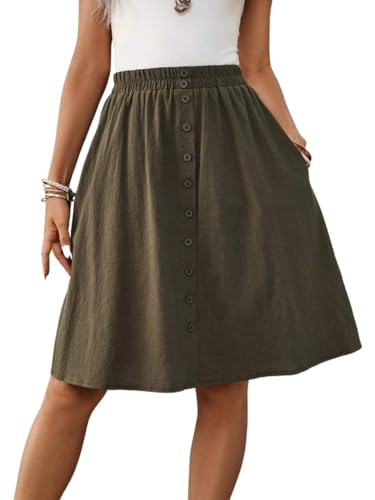 Solid Color Daily Button Pocket Short Skirt 2025 Fashion Skirts for Women