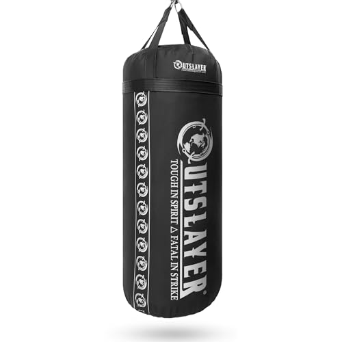 Outslayer 140 lb Boxing Bag for Boxing and MMA - Made in USA (Black, Unfilled Without Bottom D-Ring)