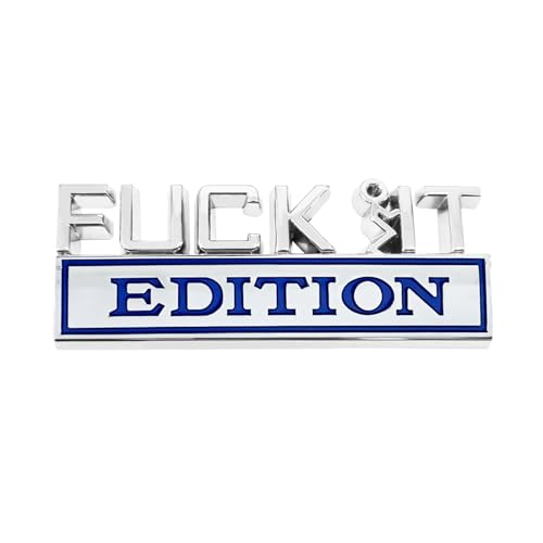 Image of Dickno Fuck It Edition Emblem for Car, Auto Fender Bumper Decoration Stickers, Vehicle 3D Side Fender Rear Trunk Decal Badge, Universal Exterior Accessories for Car (Silver & Blue)