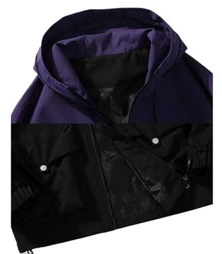 INVACHI Men's Causal Lightweight Hooded Windproof Splicing Jacket Outdoor Sports4
