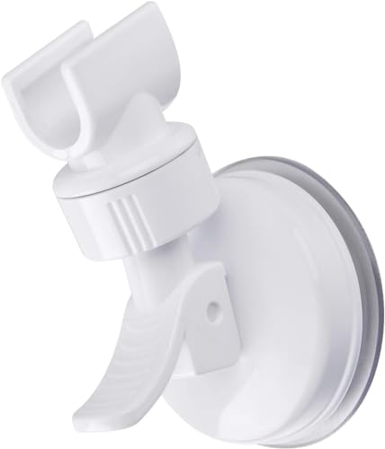 OUO Adjustable Shower Head Holder, Bathroom Suction Cup Handheld Shower Head Bracket, Removable Handheld Showerhead & Wall Mounted Suction Bracket (Pure White)