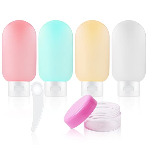 flintronic 6 Piezas Juego de Botellas de Viaje, Botellas de Viaje de Silicona a Prueba de Fugas, Botellas de Subbotellas de Viaje, con 1PC Cosméticos Envase*20g, para Cosméticos, Artículos de Aseo
