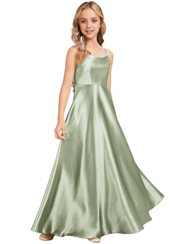 Cowl Junior Bridemaid Dress Girls Formal Dresses Stretch Satin Flower Girl Dresses Party Wedding Pageant