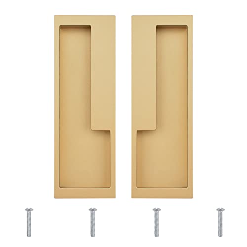MOROBOR Zinc Alloy Flush Pull Handles, 2pcs Embedded Sliding Door Handle with Hidden Screws