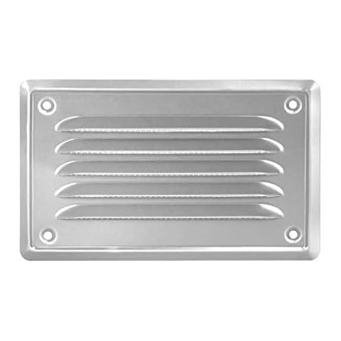 ADGO Ventilation Exhaust Air Grille Wall Mounted Outdoor Grille Flat Metal with Screwed Grille for Fi Ventilation with Insect Screen Grille, Resistant to Corrosion, Silver (14x7, Stainless Steel) Cover