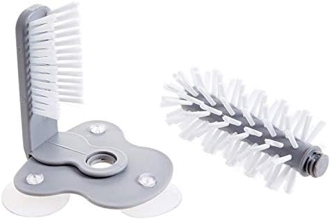 Hoocozi Glass Washer Brush Cleaner with Suction Base, Plastic Base with Nylon Bristle for Cups, Mugs and More(Grey)
