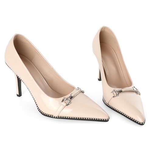 Image of Women's High Heel Pumps Stiletto Heel Pumps for Women Pointed Toe Heels Elegant Classic 3.5 Inch Beaded Pumps