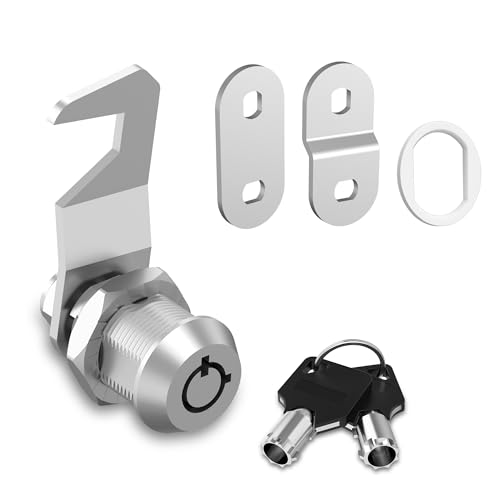 Hecfu 1 Pcs Tool Box Locks with Keys Tubular Cam Lock 5/8 Keyed Alike Hook Cam Toolbox Locks Secure Your Tool Box Mailbox Drawer Cabinet Lock Silver Zinc Alloy