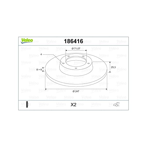 Image secondaire de Valeo 186416 Disque de frein Disque de frein huilé 186416 Boîte de 2 disques complet Essieu arrière [accessoires inclus] Similai